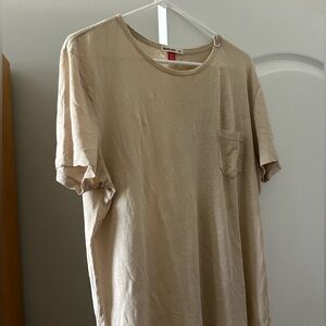 Marine Layer Relaxed Hemp Cotton Tee Beige M/L Men’s